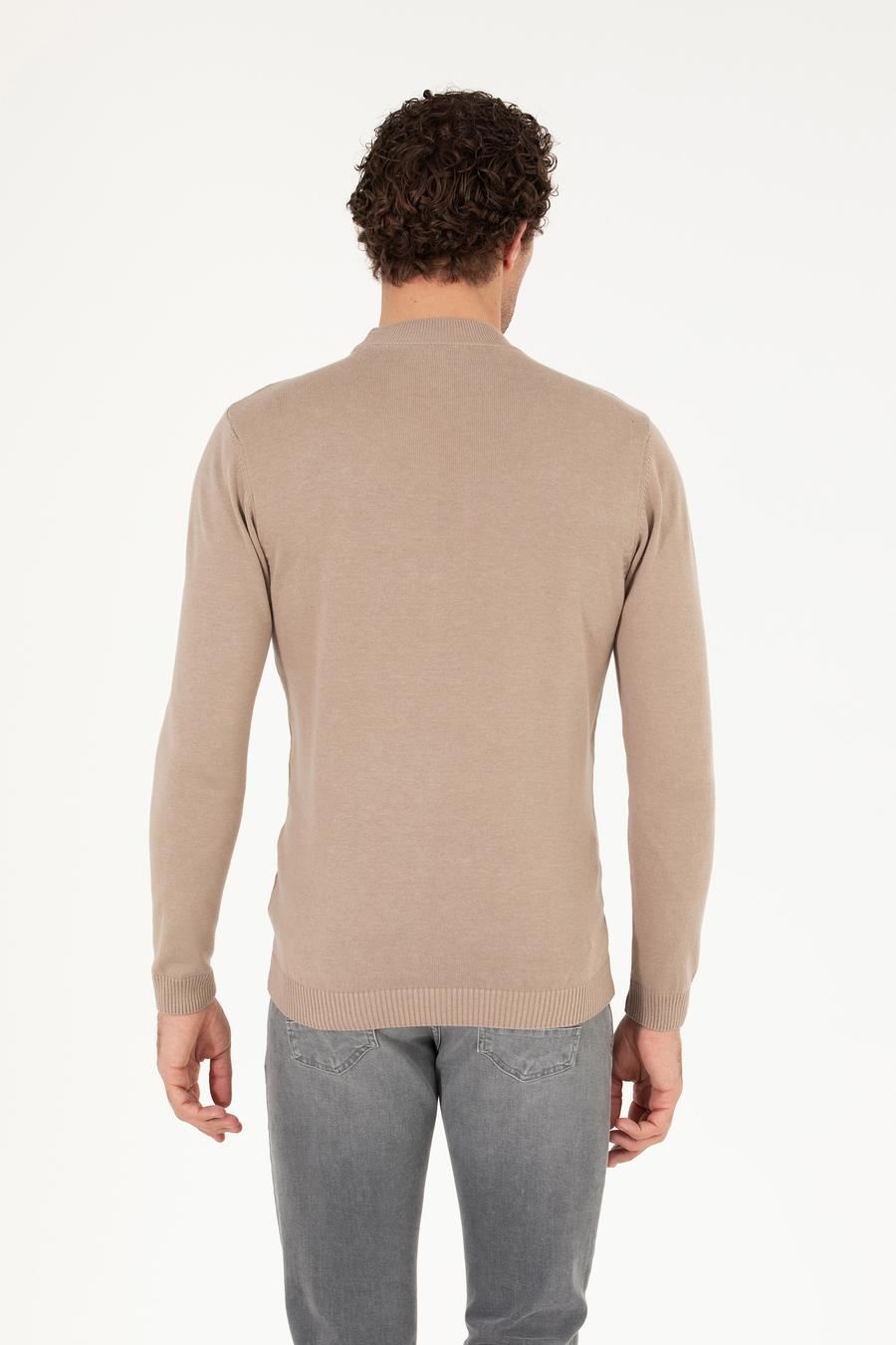 Camel Regular Fit Çeyrek Balıkçı Yaka Basic Kazak - 50260846046