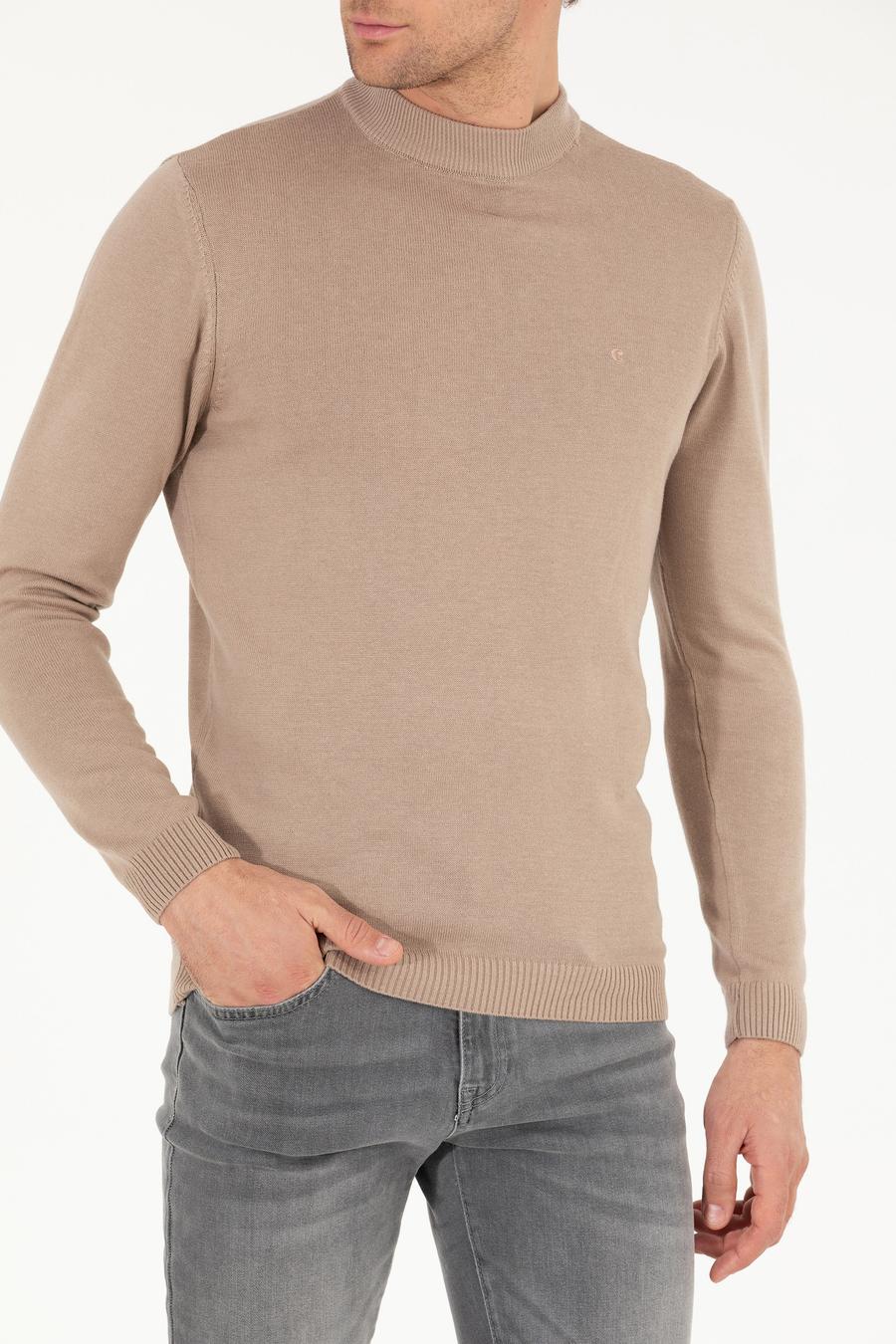 Camel Regular Fit Çeyrek Balıkçı Yaka Basic Kazak - 50260846046