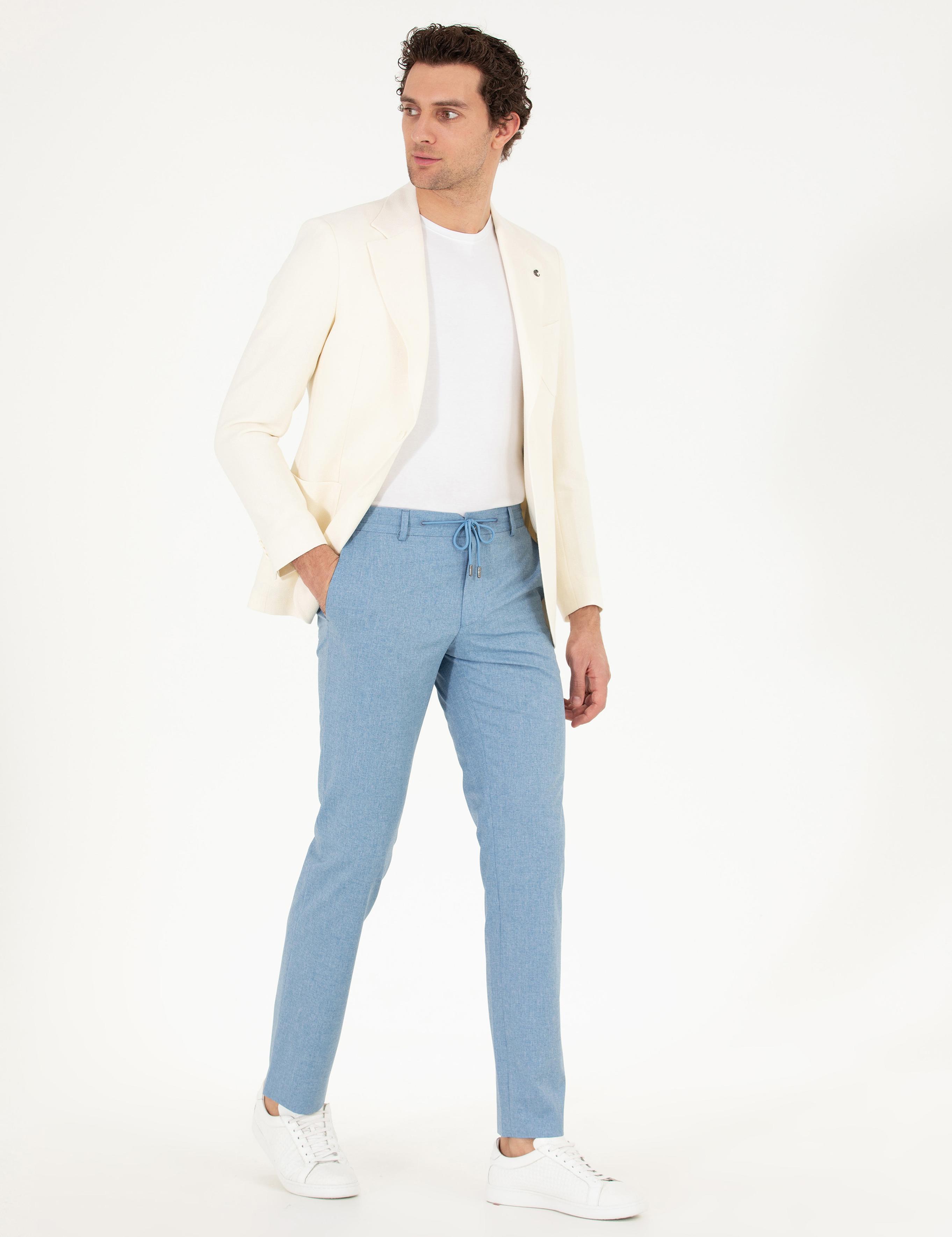 Beyaz Slim Fit Yün Keten Karışımlı Ceket - 50264752074
