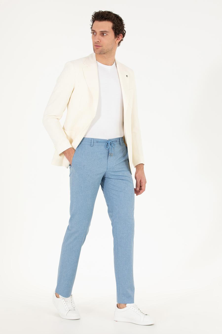 Beyaz Slim Fit Yün Keten Karışımlı Ceket - 50264752074