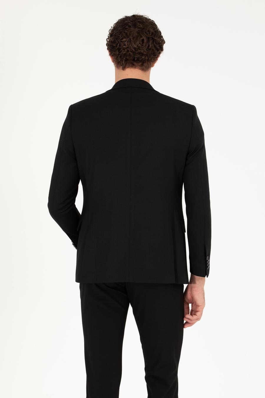 Siyah Slim Fit Yün Karışımlı Ceket - 50264771047