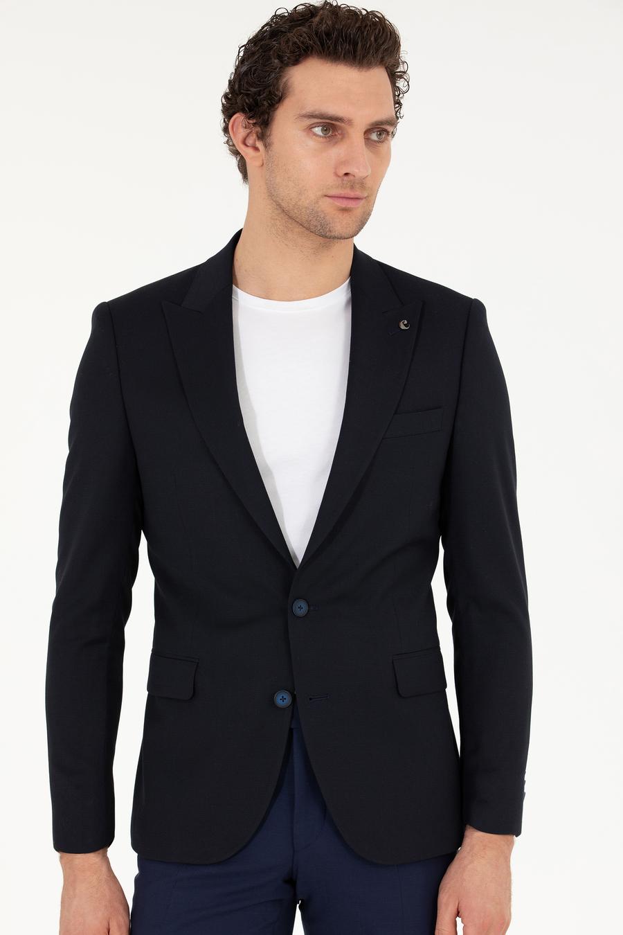 Lacivert Slim Fit Yün Karışımlı Ceket - 50264771074