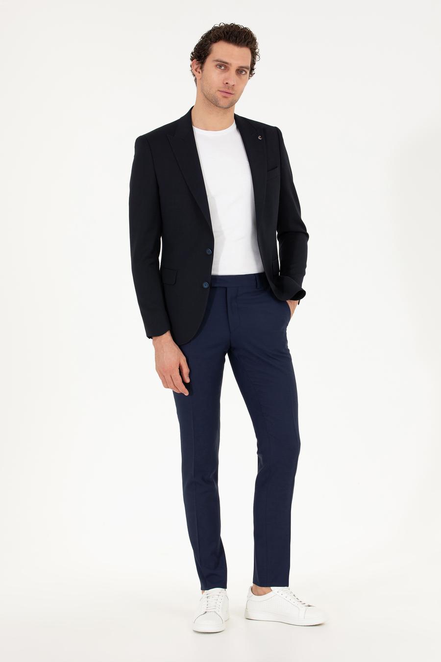 Lacivert Slim Fit Yün Karışımlı Ceket - 50264771074