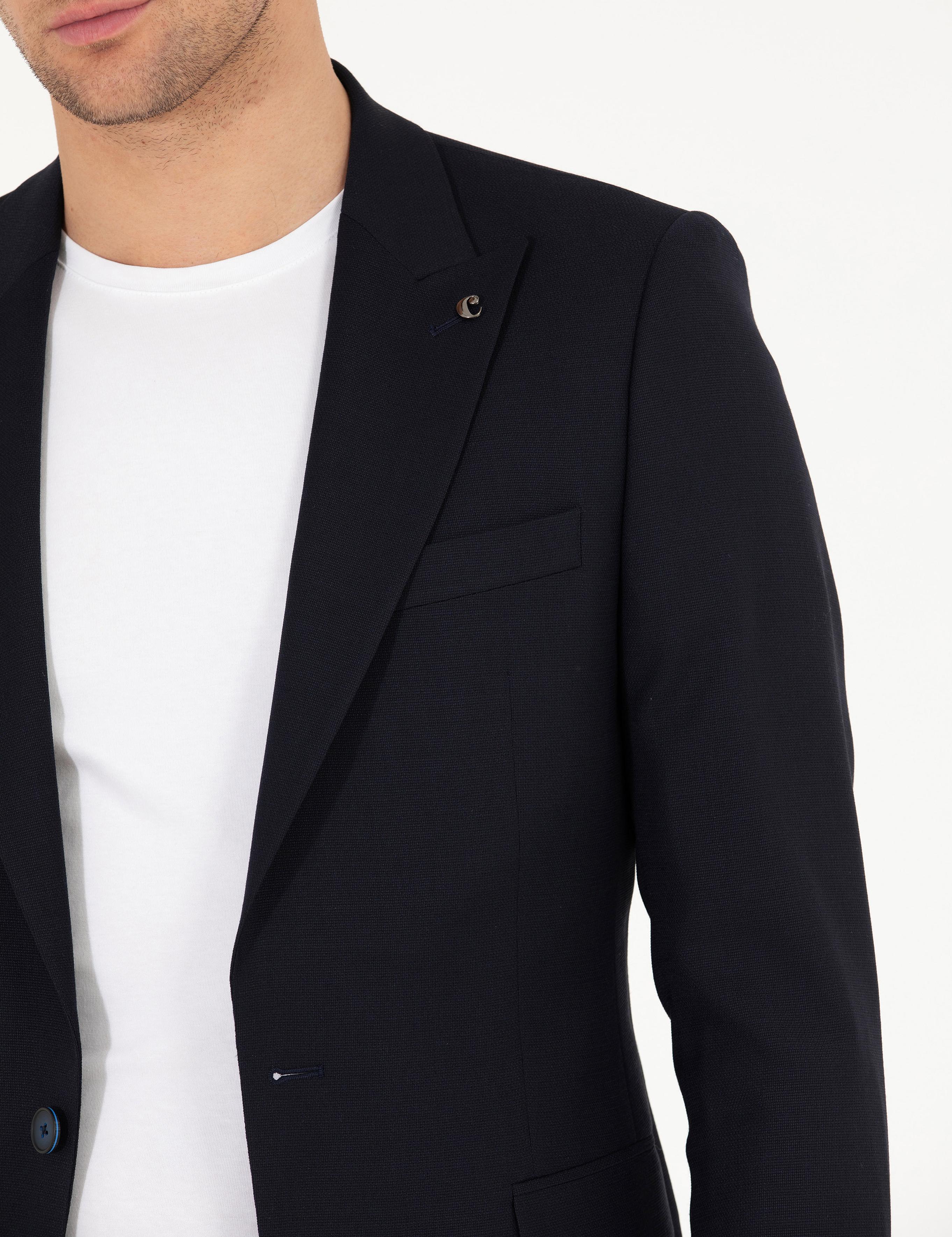 Lacivert Slim Fit Yün Karışımlı Ceket - 50264771074