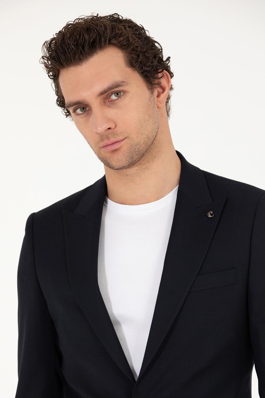 Lacivert Slim Fit Yün Karışımlı Ceket - 50264771074