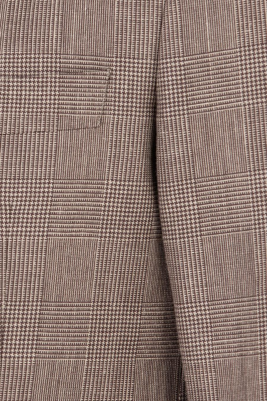 Kahverengi Slim Fit Keten Karışımlı Ceket - 50265204083
