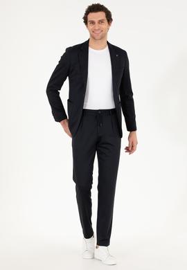 Lacivert Slim Fit Yün Karışımlı Kumaş Pantolon