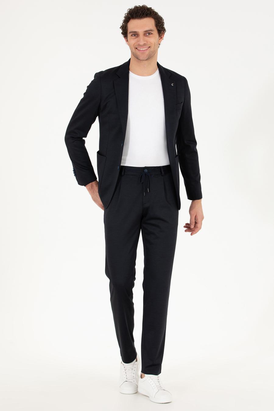 Lacivert Slim Fit Yün Karışımlı Kumaş Pantolon - 50265279003