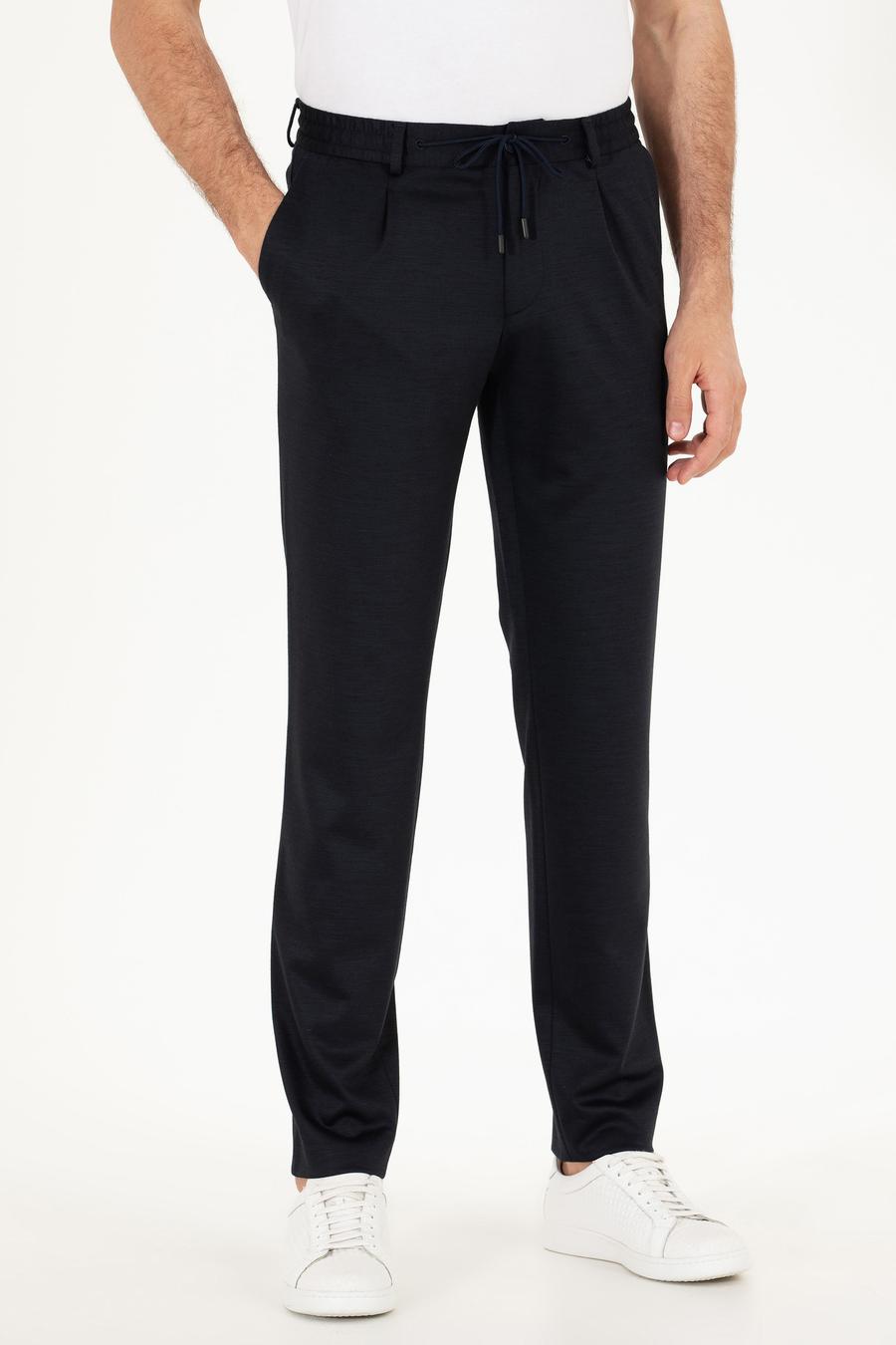 Lacivert Slim Fit Yün Karışımlı Kumaş Pantolon - 50265279003