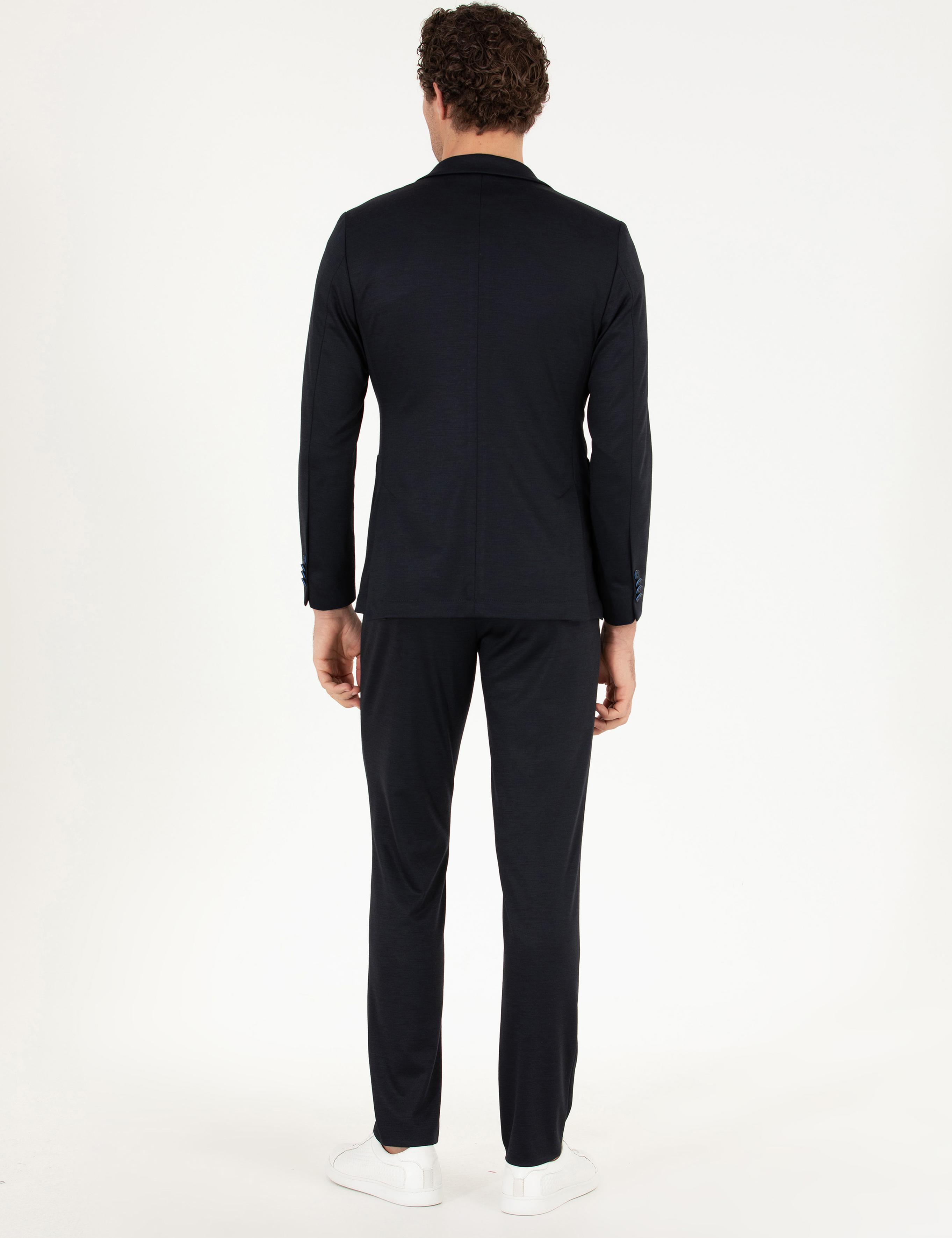 Lacivert Slim Fit Yün Karışımlı Kumaş Pantolon - 50265279003
