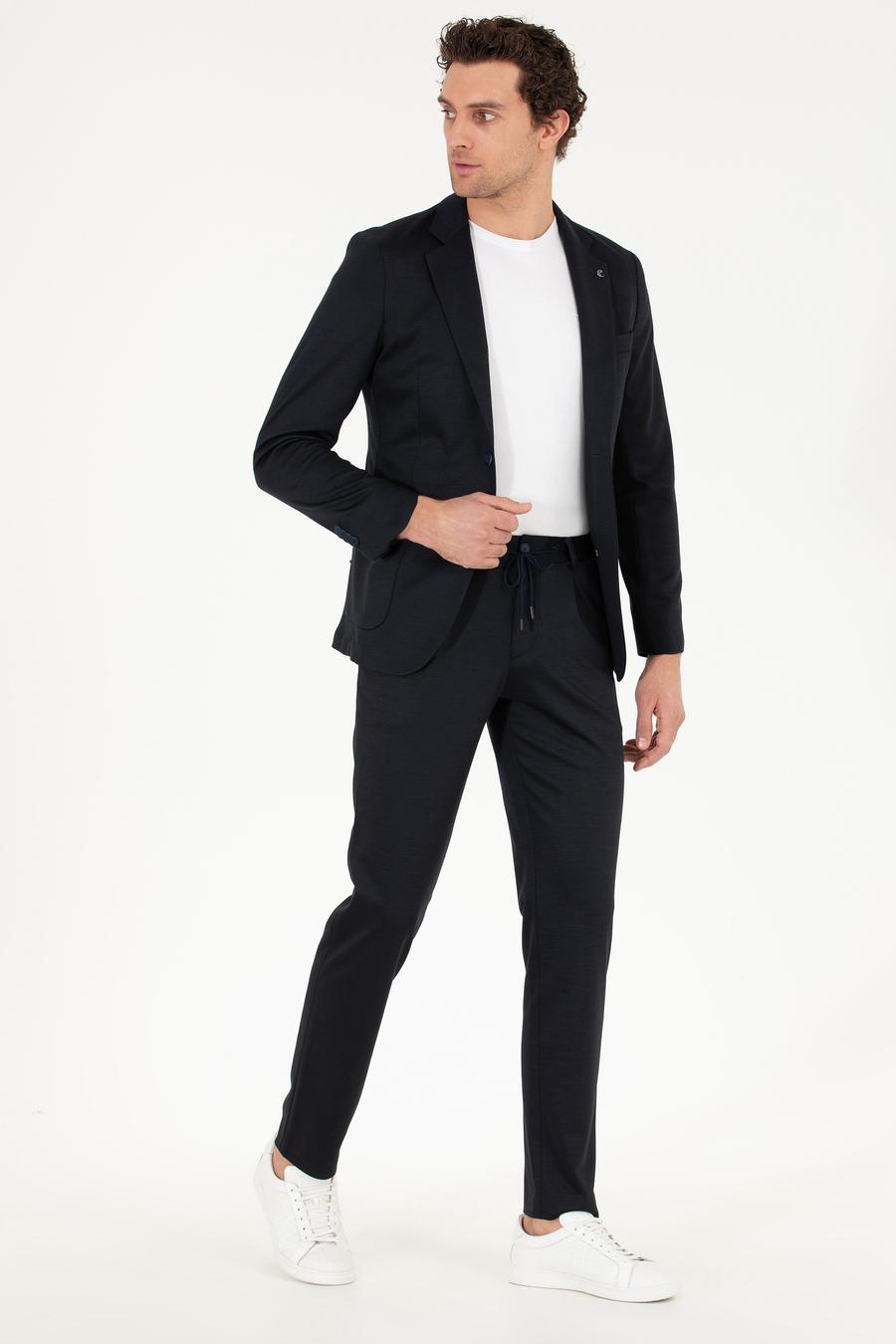 Lacivert Slim Fit Yün Karışımlı Kumaş Pantolon - 50265279003