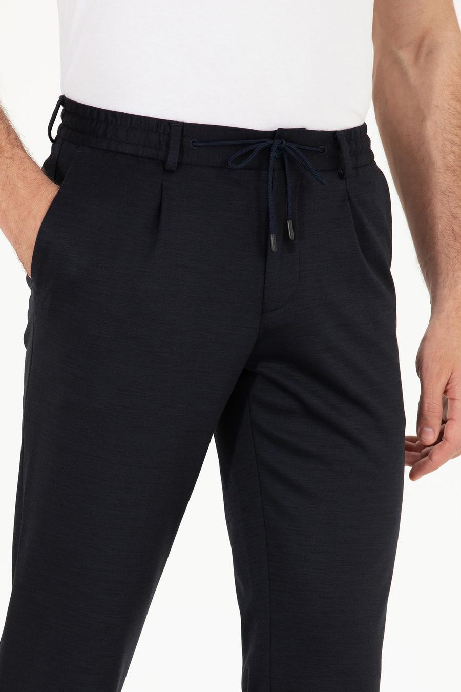 Lacivert Slim Fit Yün Karışımlı Kumaş Pantolon - 50265279003