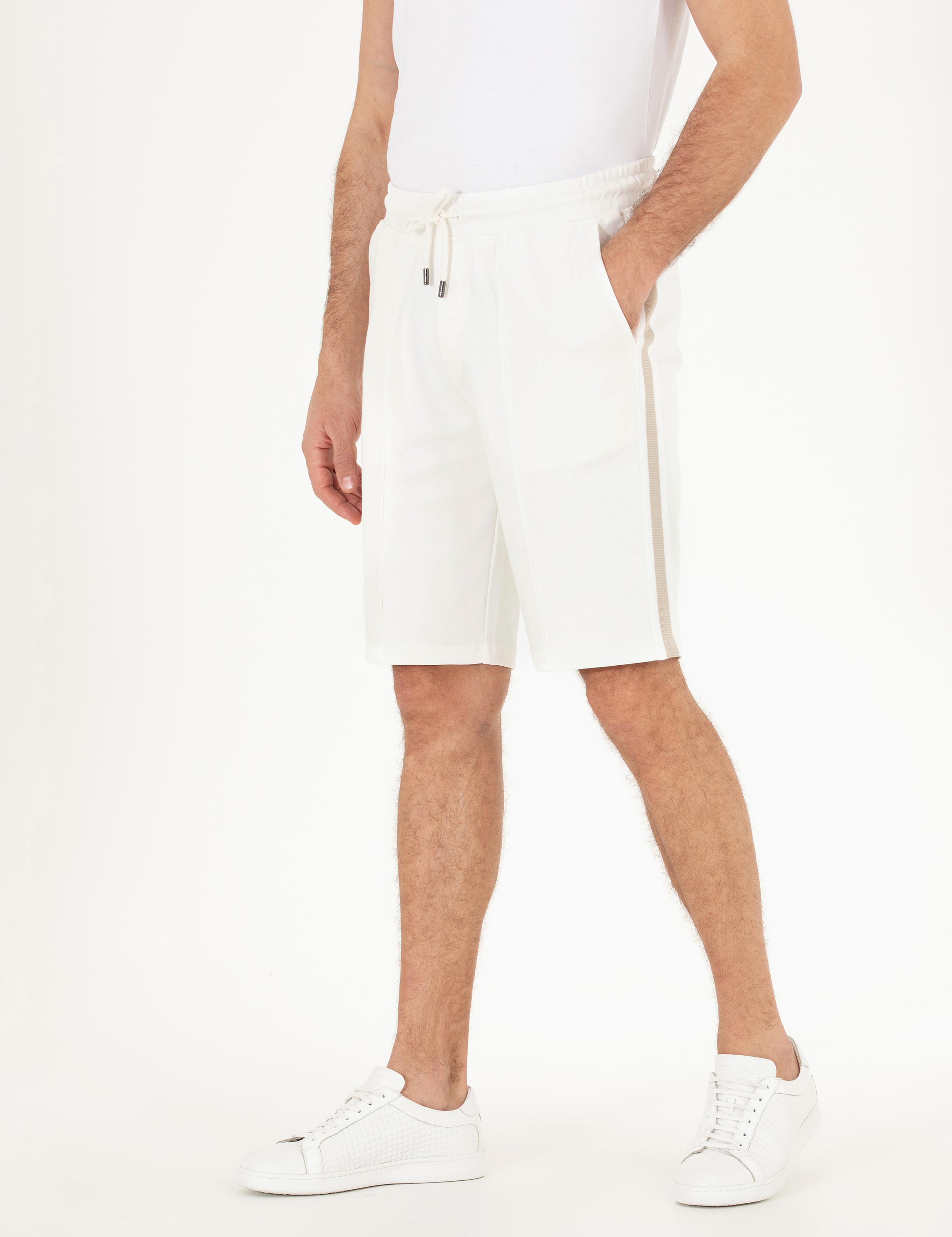 Ekru Slim Fit Örme Şort - 50265677014