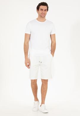 Ekru Slim Fit Örme Şort