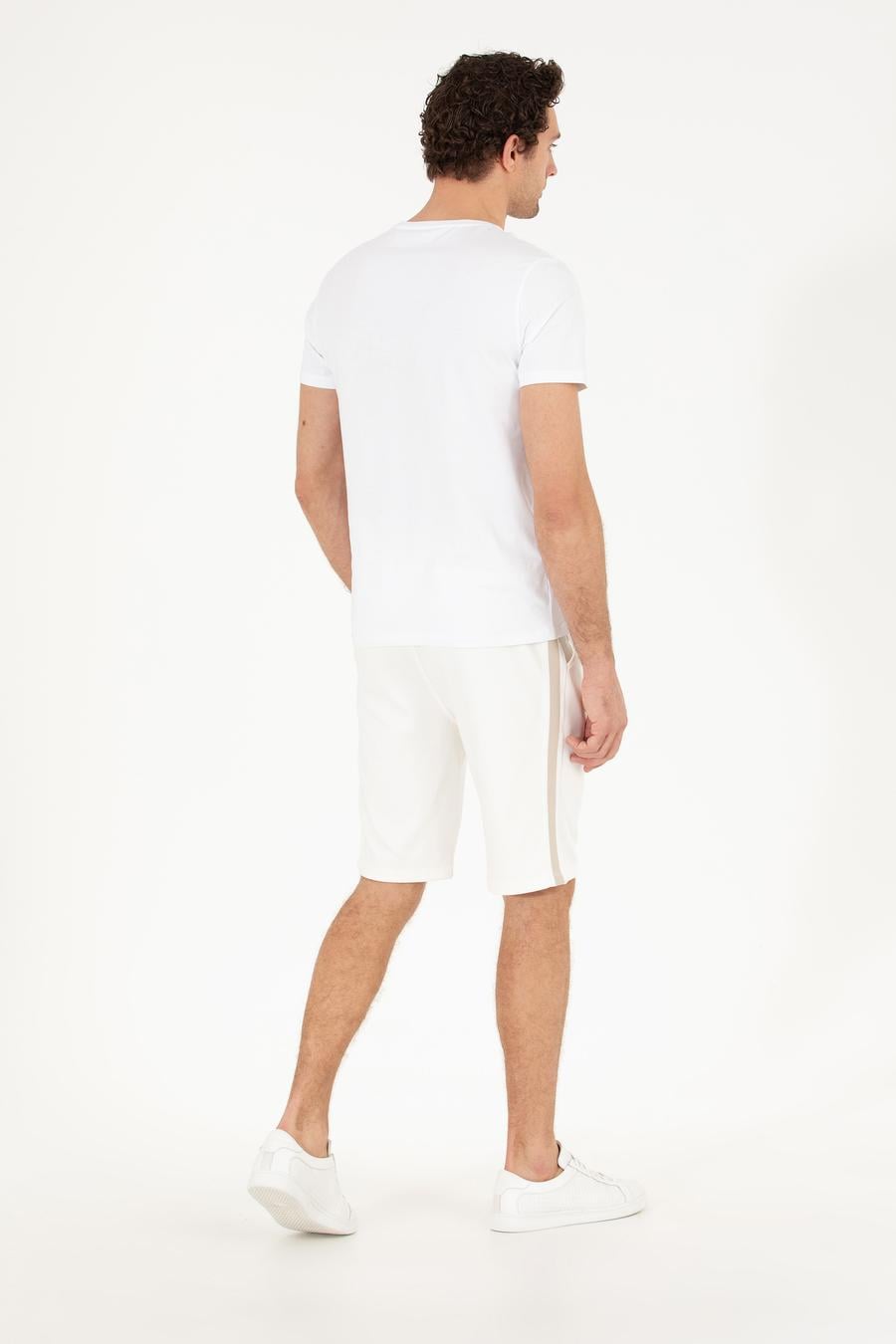 Ekru Slim Fit Örme Şort - 50265677014