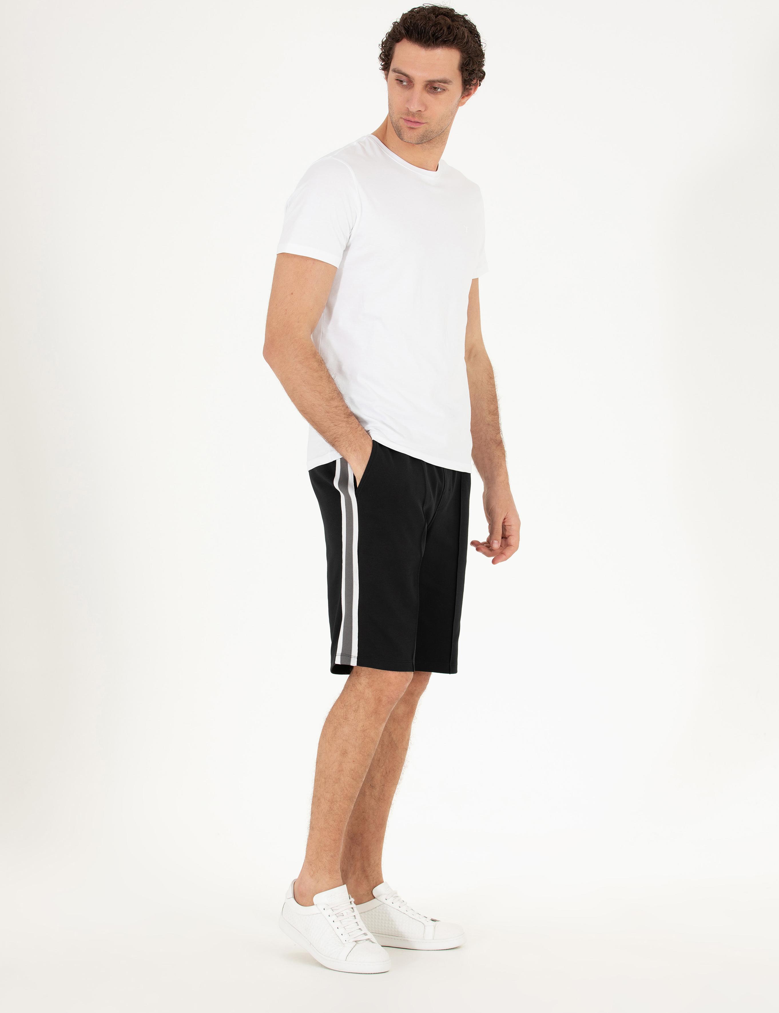 Siyah Slim Fit Örme Şort - 50265677054