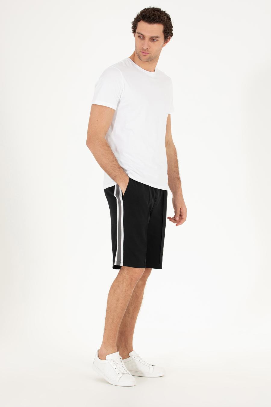 Siyah Slim Fit Örme Şort - 50265677054