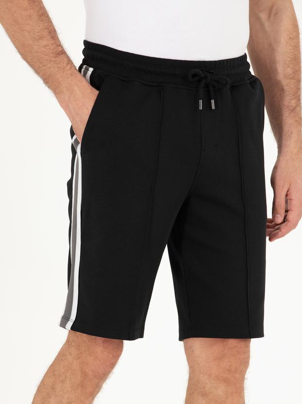 Siyah Slim Fit Örme Şort