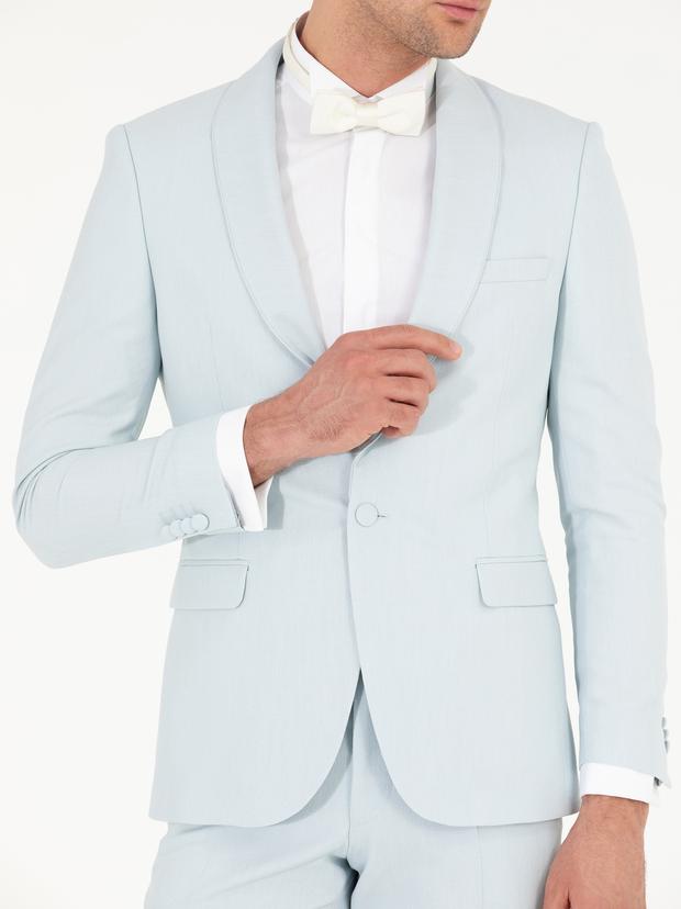 Açık Mavi Slim Fit Smokin Damatlık