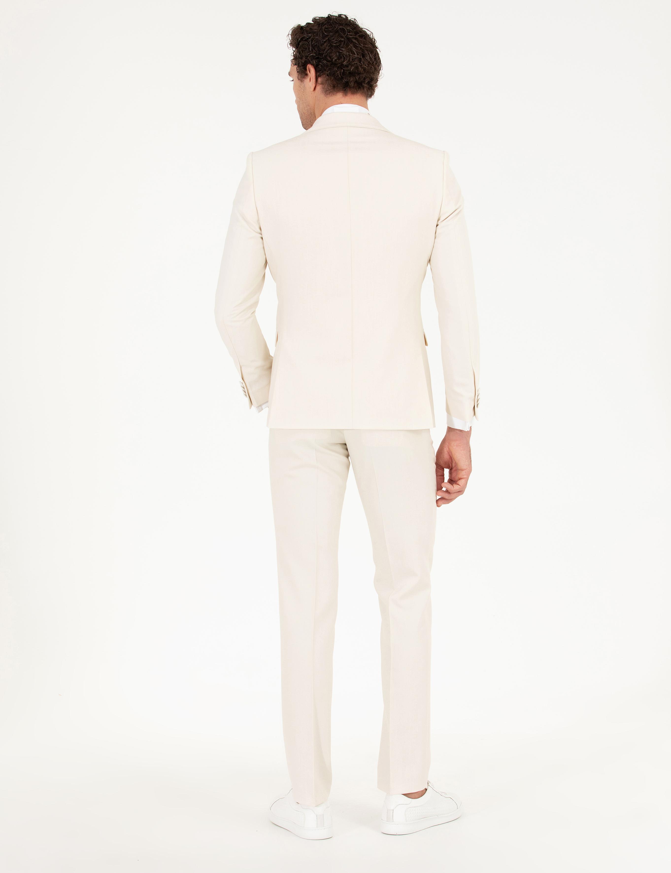 Ekru Slim Fit Smokin Damatlık - 50266443047