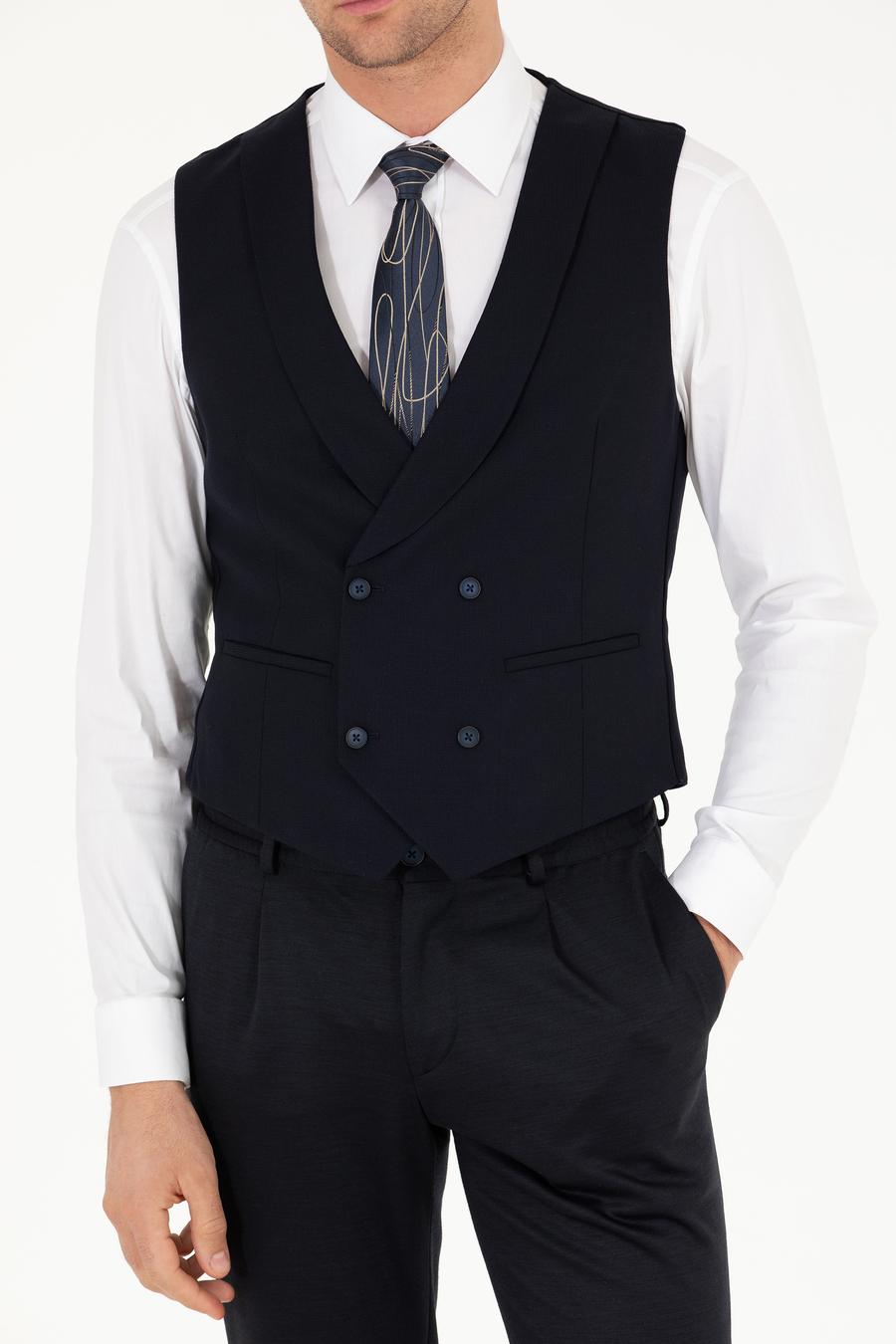 Lacivert Slim Fit Yelek - 50267706025