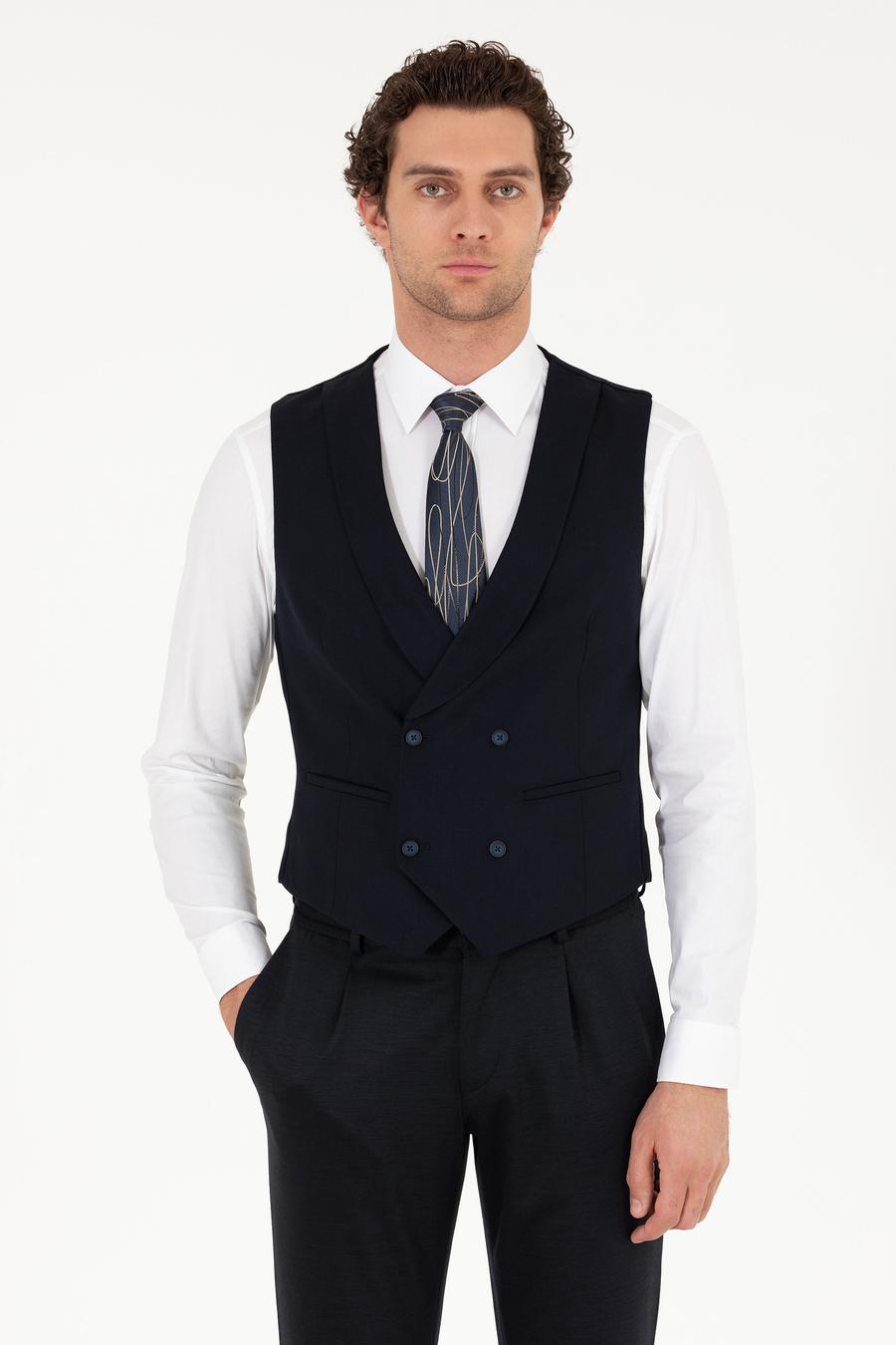 Lacivert Slim Fit Yelek - 50267706025