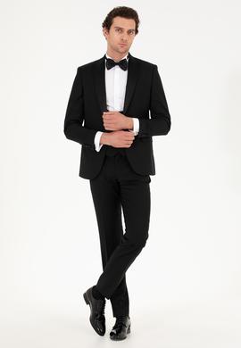 Siyah Slim Fit Yelekli Smokin Damatlık