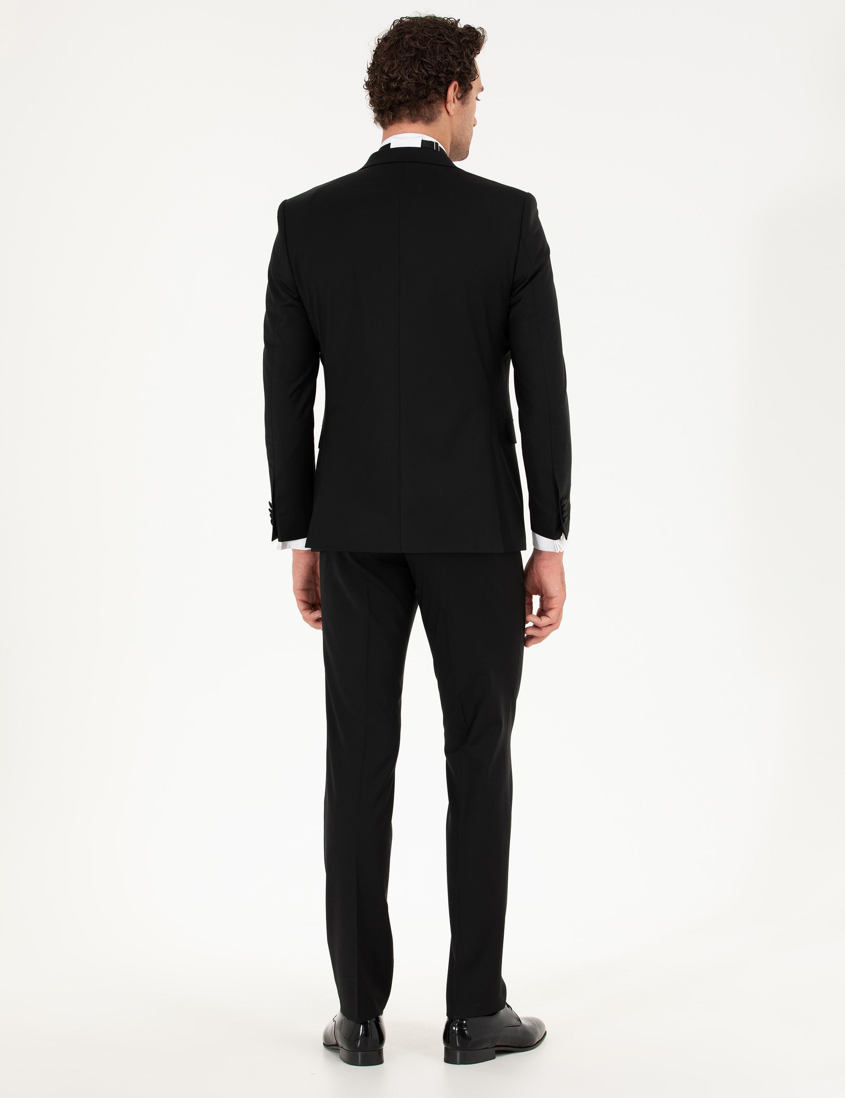 Siyah Slim Fit Yelekli Smokin Damatlık - 50267710008