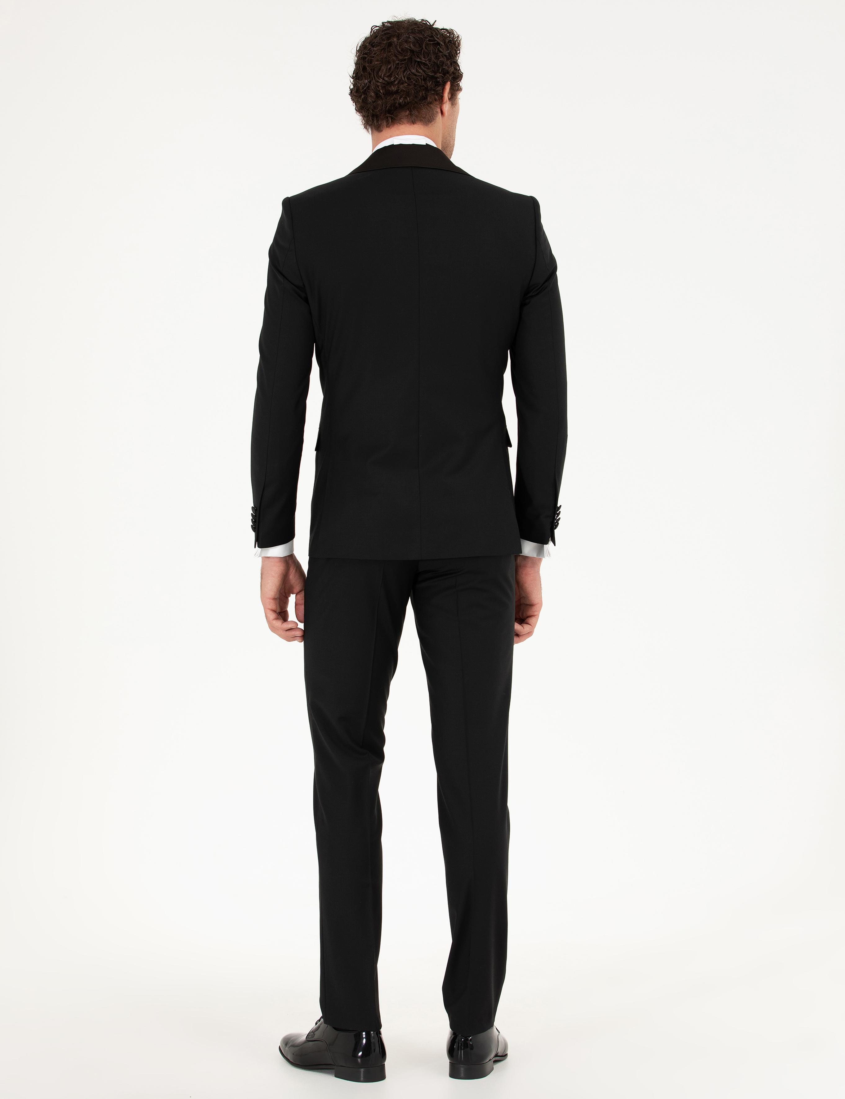 Siyah Slim Fit Smokin Damatlık - 50267712008