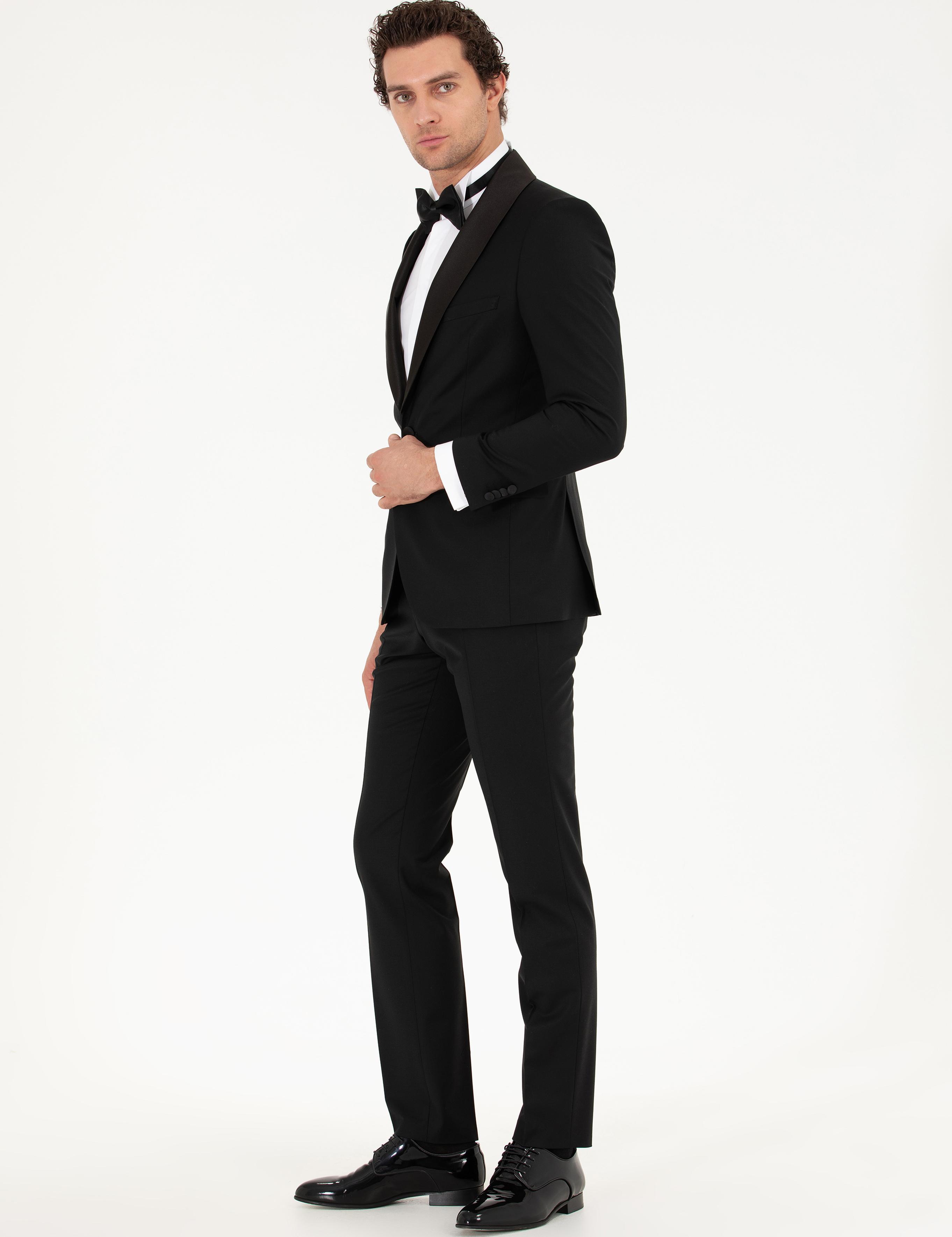 Siyah Slim Fit Smokin Damatlık - 50267712008