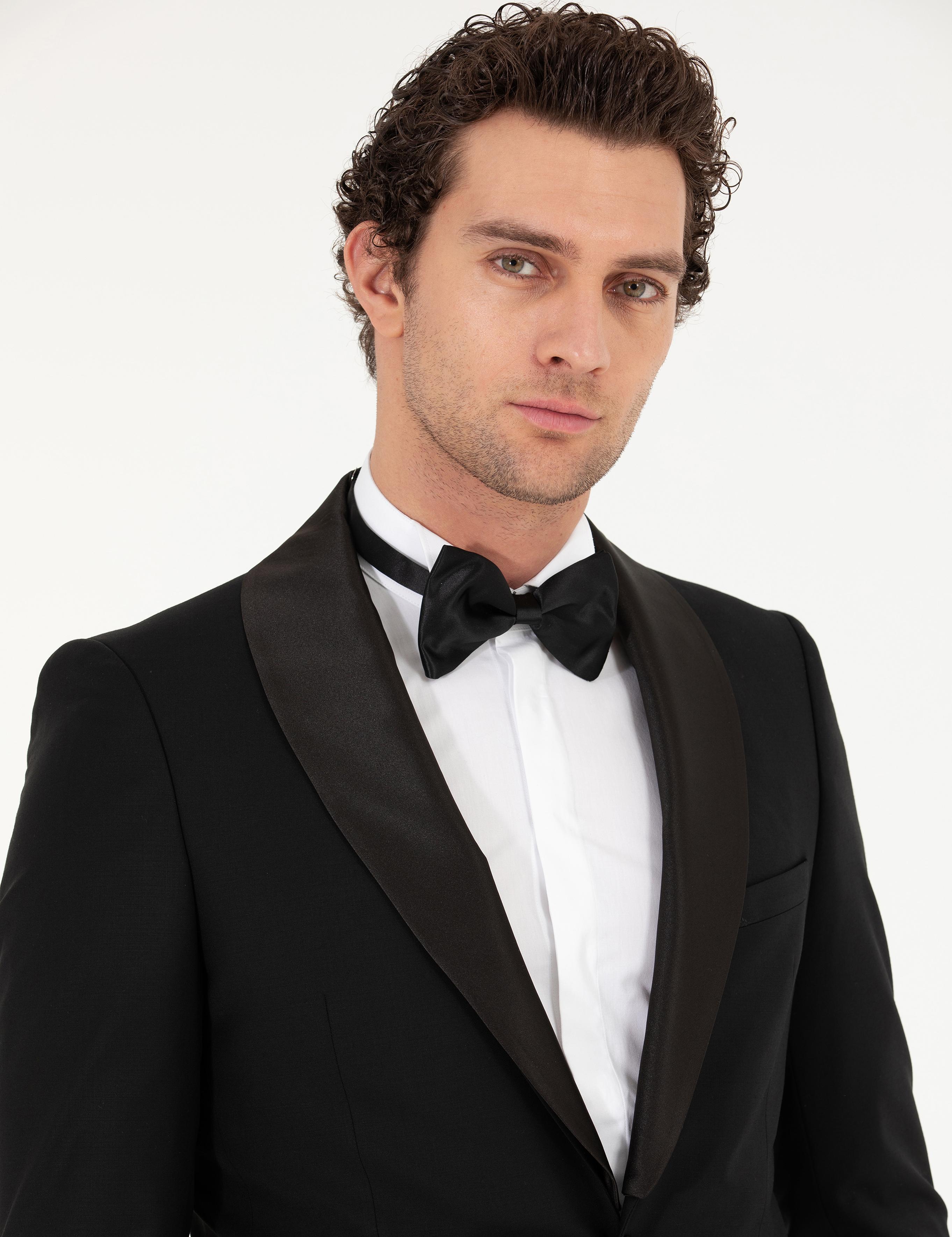 Siyah Slim Fit Smokin Damatlık - 50267712008