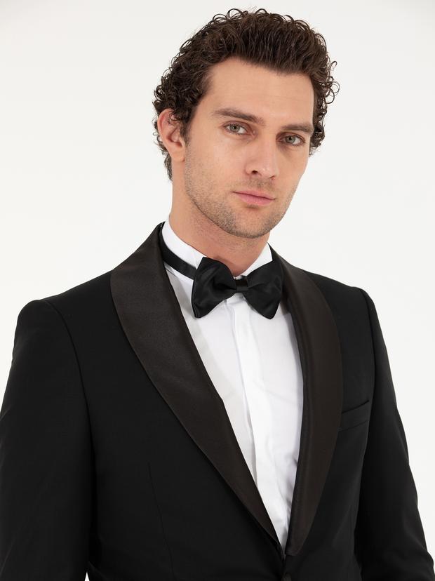 Siyah Slim Fit Smokin Damatlık