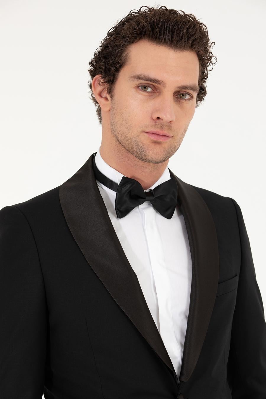 Siyah Slim Fit Smokin Damatlık - 50267712008
