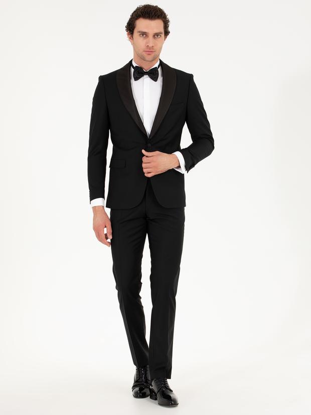 Siyah Slim Fit Smokin Damatlık