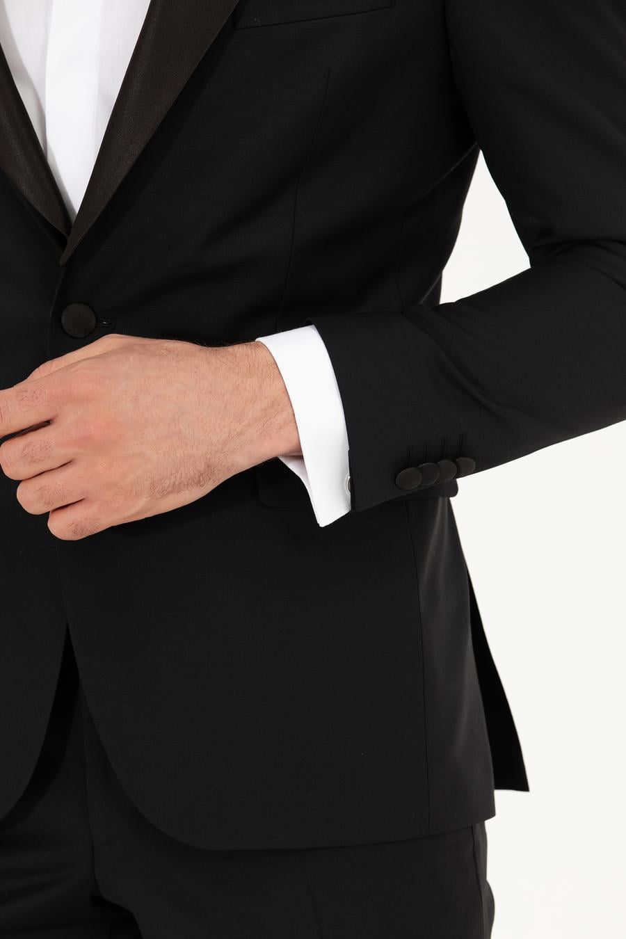Siyah Slim Fit Smokin Damatlık - 50267712008