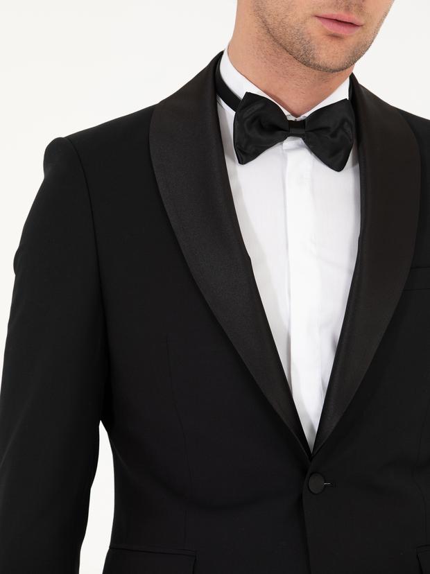 Siyah Slim Fit Smokin Damatlık