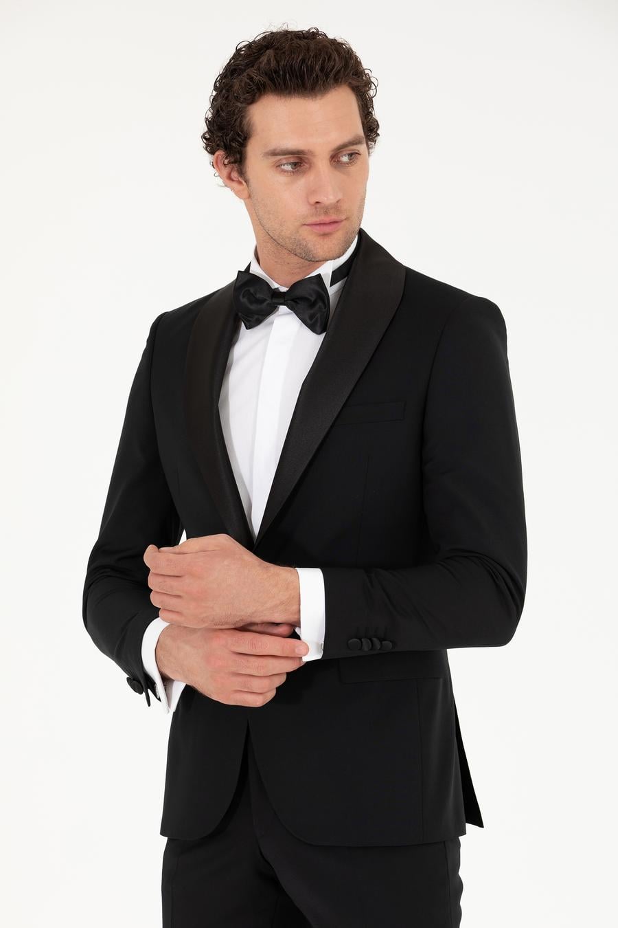 Siyah Slim Fit Smokin Damatlık - 50269391008