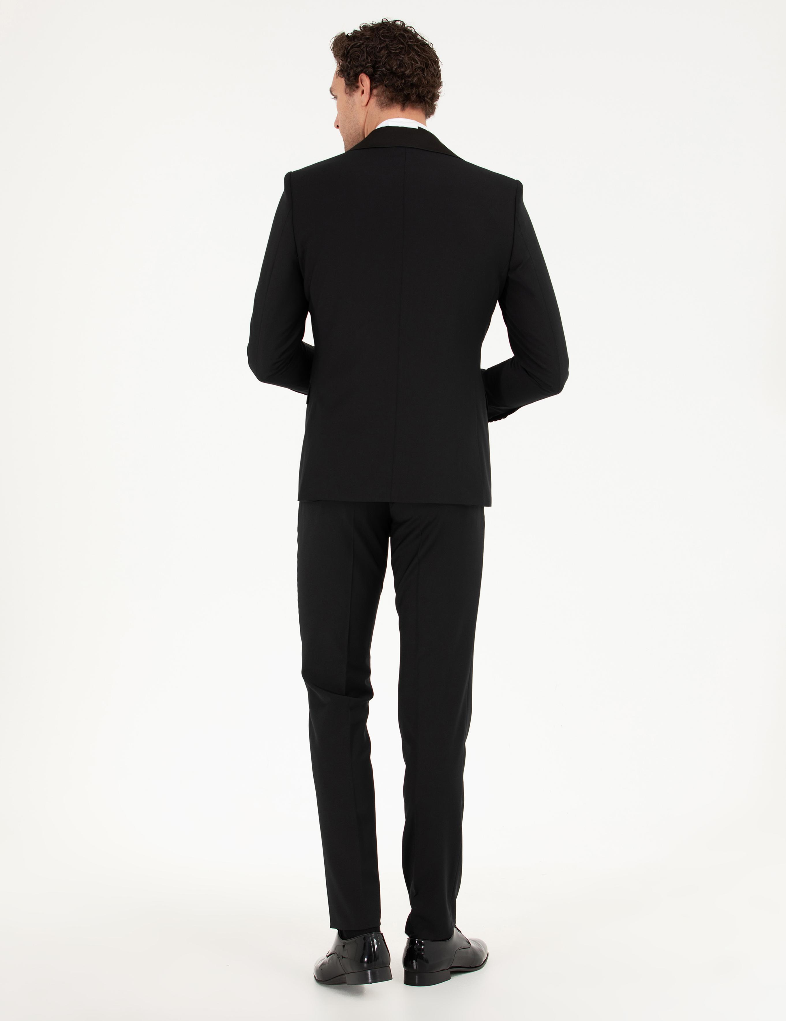 Siyah Slim Fit Smokin Damatlık - 50269391008