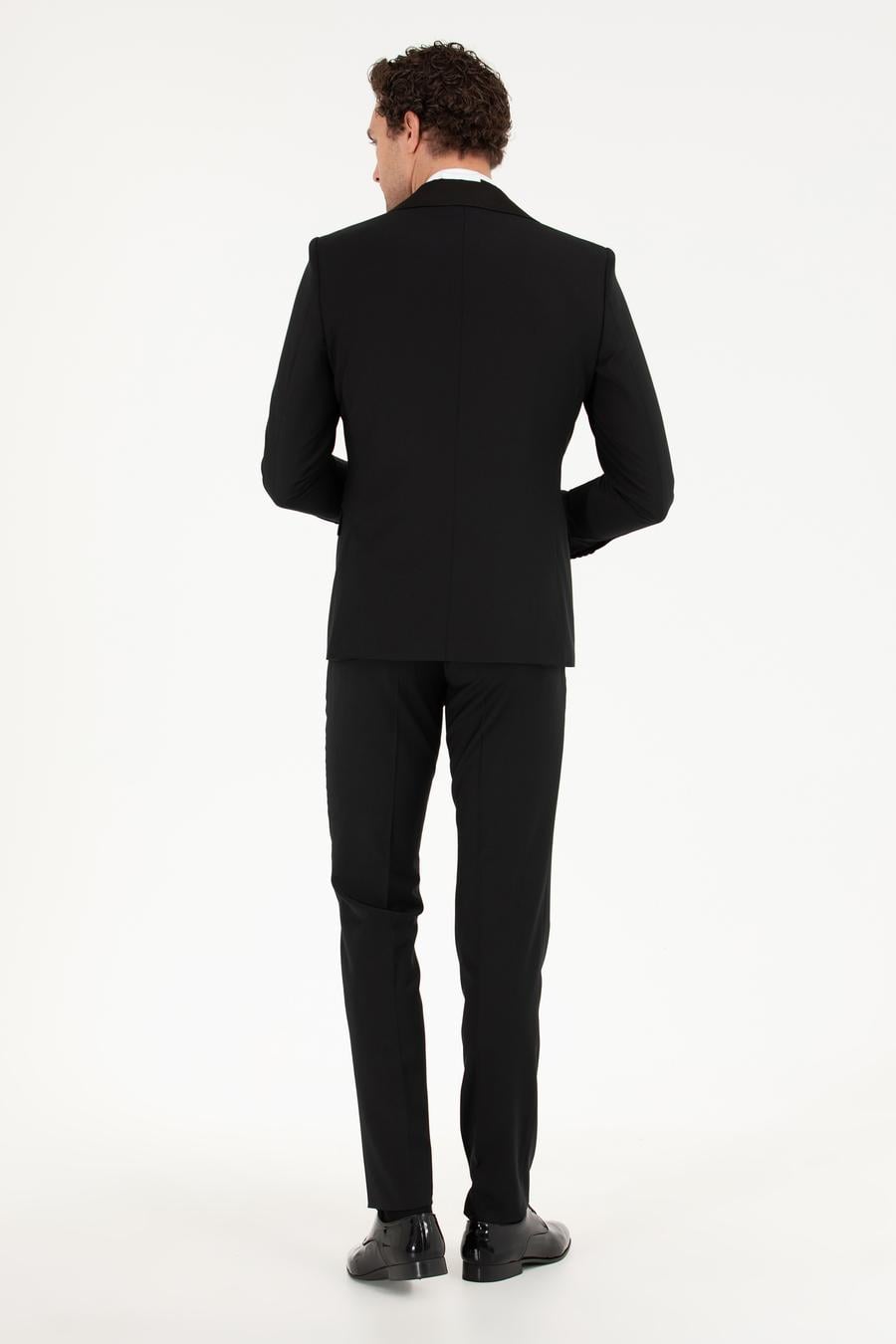 Siyah Slim Fit Smokin Damatlık - 50269391008