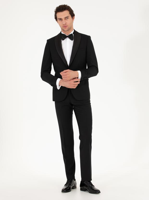 Siyah Slim Fit Smokin Damatlık