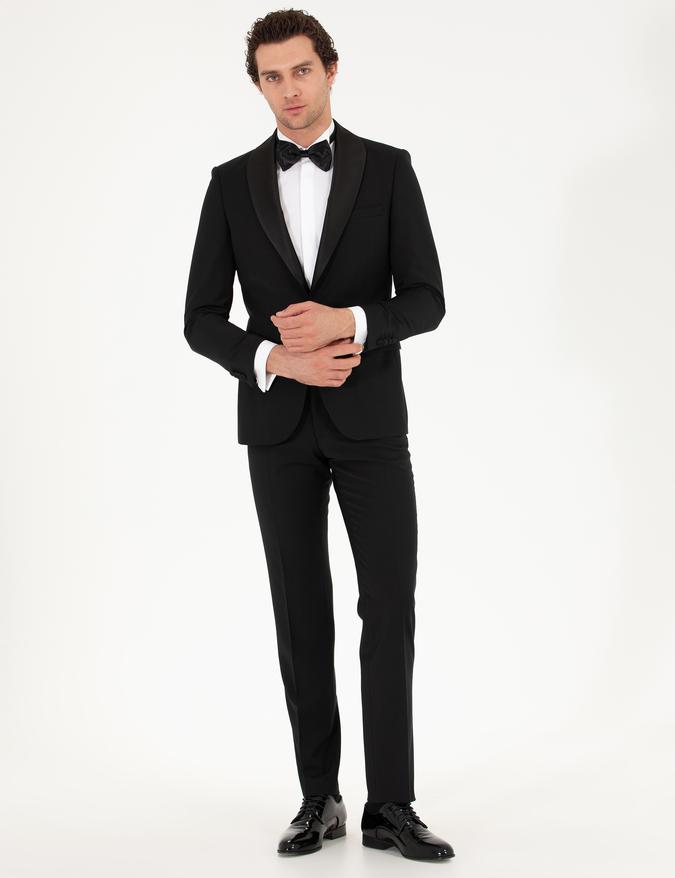 Siyah Slim Fit Smokin Damatlık