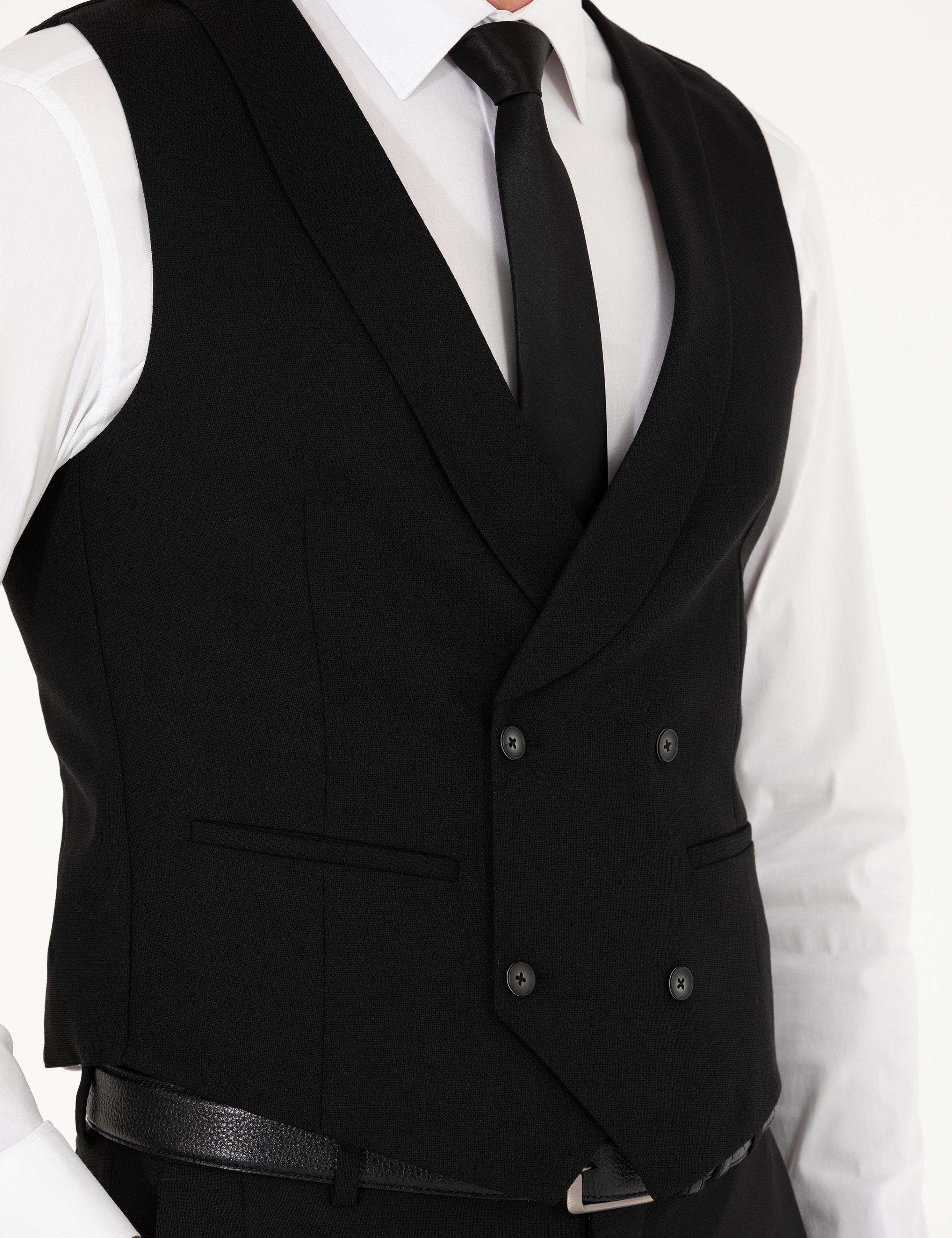 Siyah Slim Fit Yelek - 50267706014