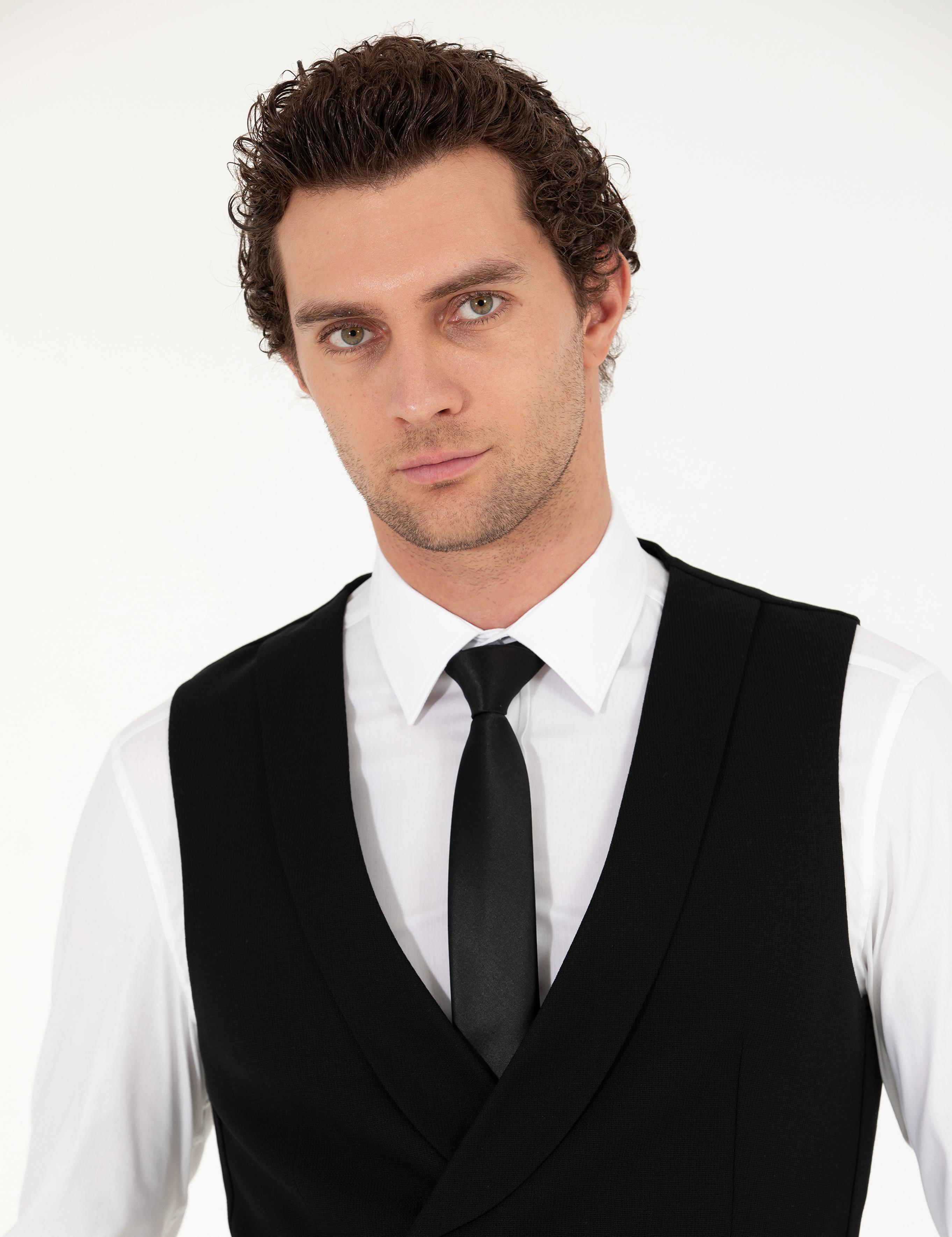 Siyah Slim Fit Yelek - 50267706014