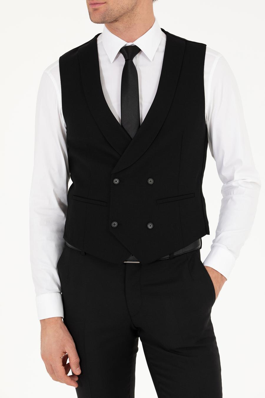 Siyah Slim Fit Yelek - 50267706014