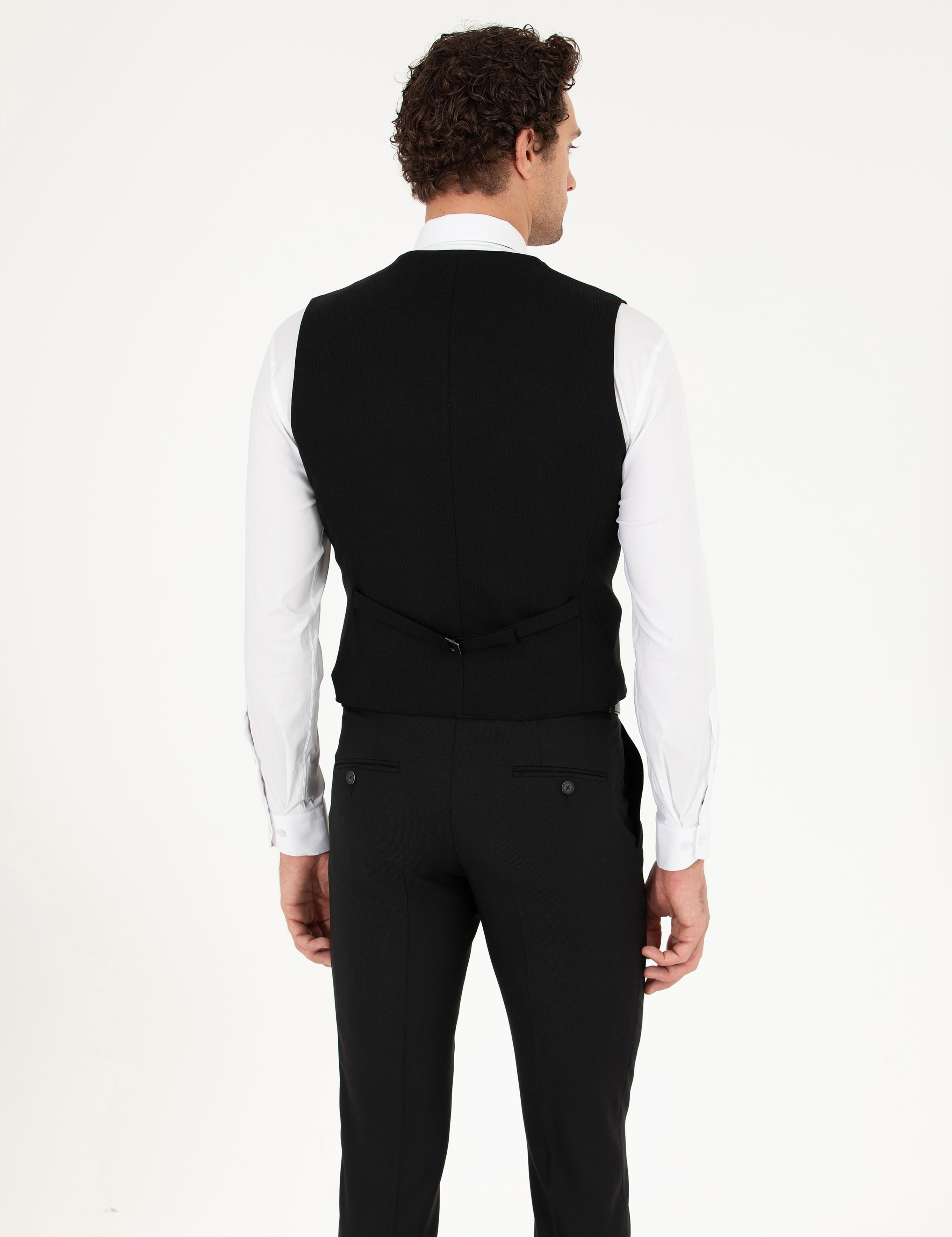 Siyah Slim Fit Yelek - 50267706014