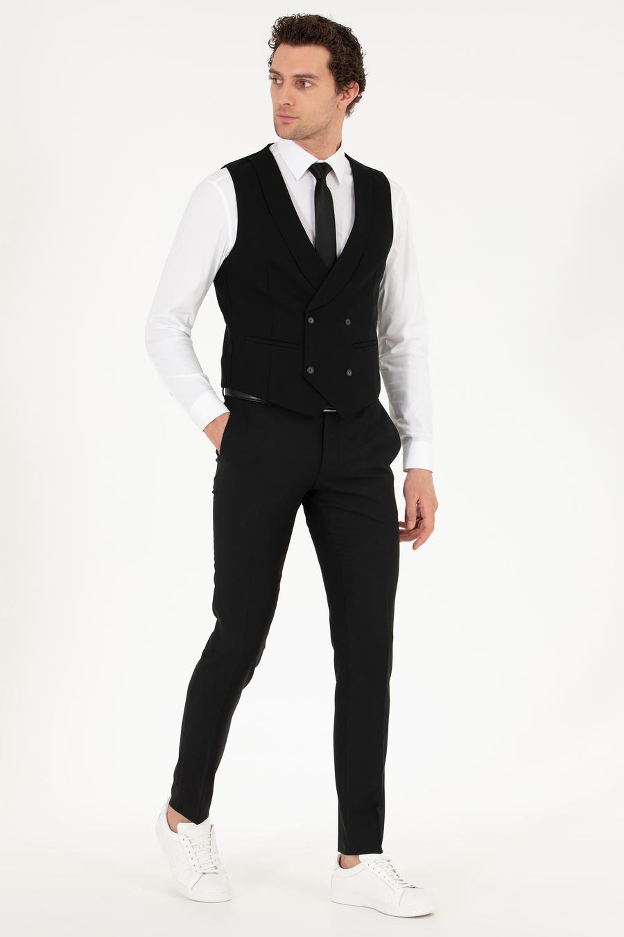 Siyah Slim Fit Yelek - 50267706014