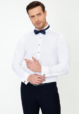 Beyaz Slim Fit Smokin Gömlek