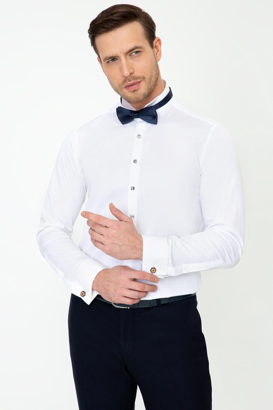 Beyaz Slim Fit Smokin Gömlek - 50223250011