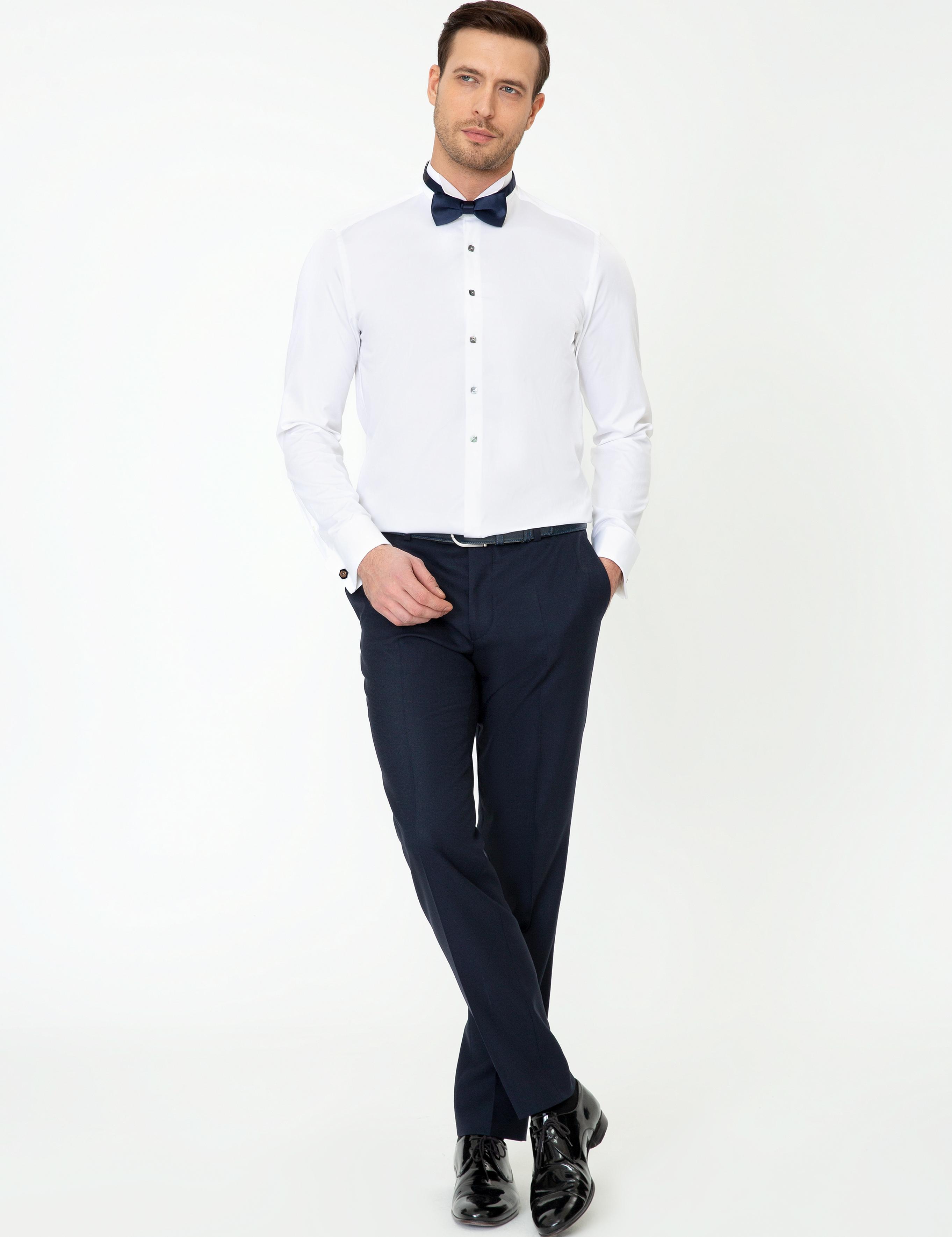 Beyaz Slim Fit Smokin Gömlek - 50223250011