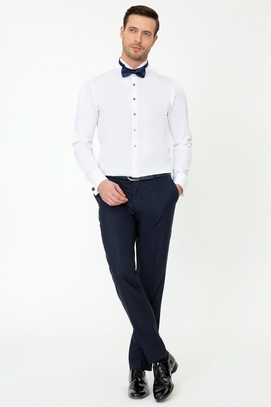 Beyaz Slim Fit Smokin Gömlek - 50223250011